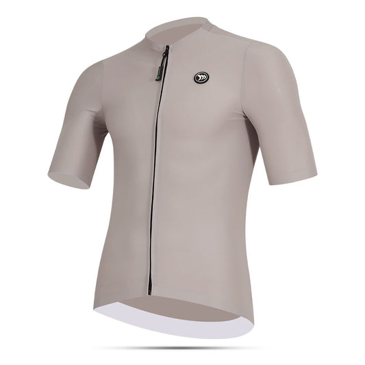 GREY cycling jersey with a zipper on a white background